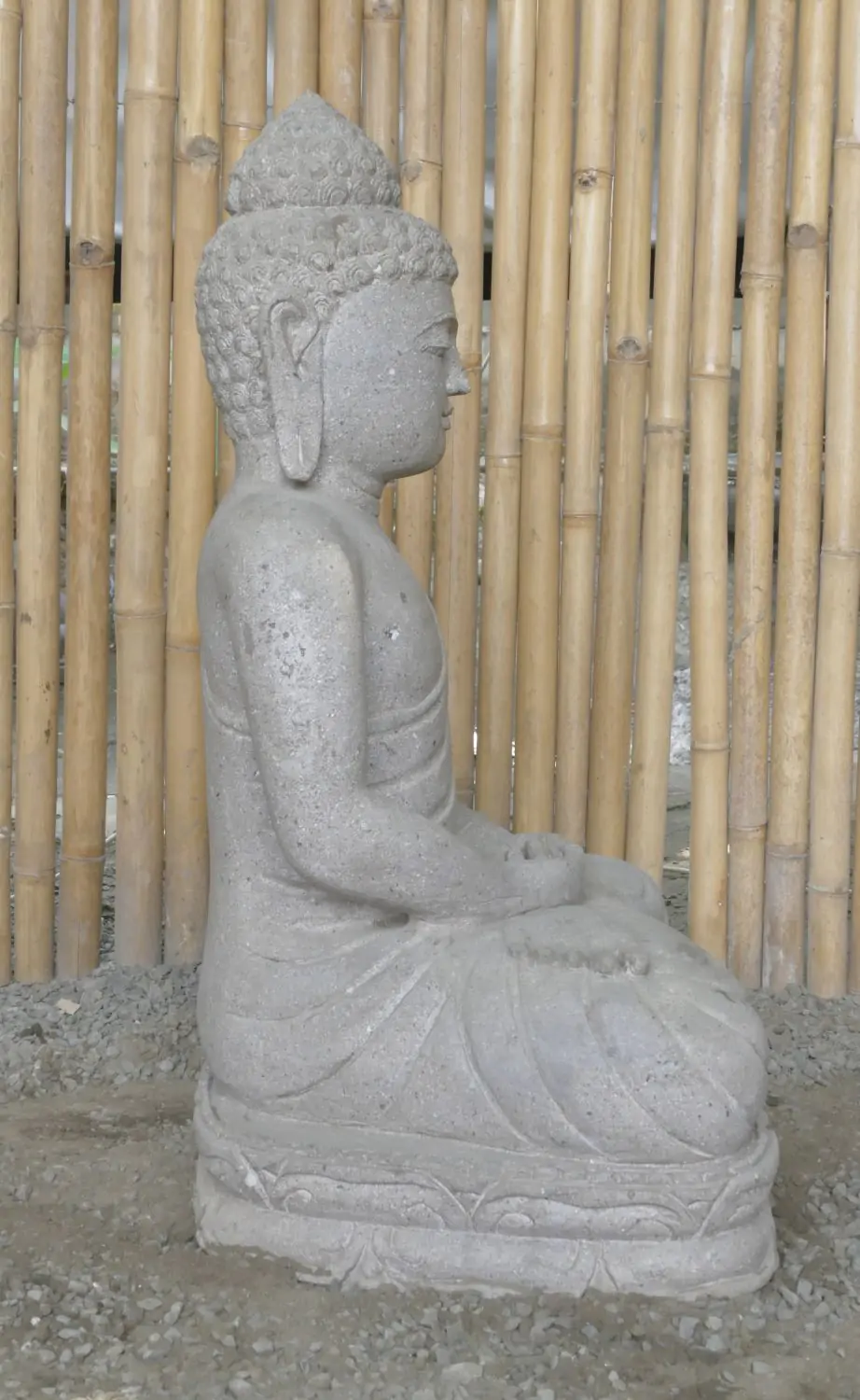  Product image 4 of the product “Seated Buddha made of Riverstone in Dhyana position - gesture of meditation, H.83 cm, natural. ”